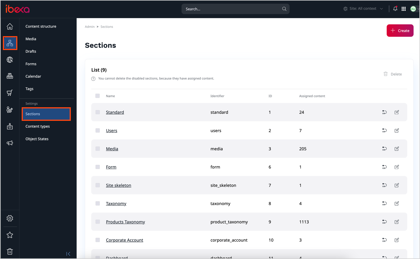 List of Sections List of Sections