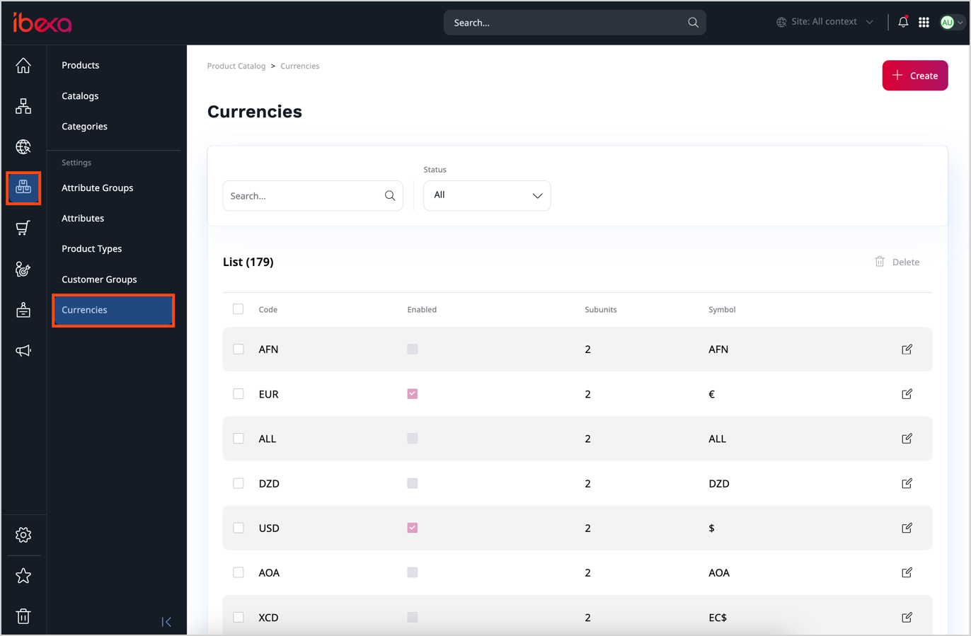 Manage currencies Manage currencies